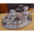 A Large Antique 4pc E.P.N.S Tea & coffee set on a 1938 Sheffield tray-read more