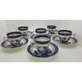 Set of 6 1981 Royal Doulton BOOTHS Real Old Willow T.C 1126  coffee Duo`s