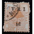 1890-1891 Orange Frij Staat- Half Penny-Orange River Colony-V.R.I overprint-used