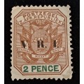 1895 Postzegel -2 Pence-Zuid Afrikaanse republiek-V.R.I overprint-Unused