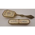 Pair of Vintage Embroidered Brass dressing Table brushes