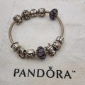 19cm Original Pandora Sterling .925 SILVER charm bracelet,11 original Pandora Charms -Boxed