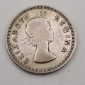 1956 Union  South Africa Silver ,500  2 Shillings - Elizabeth II 1st portrait