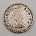 1956 Union  South Africa Silver ,500  2 Shillings - Elizabeth II 1st portrait