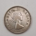 1954 South Africa 2½ Shillings  Silver.500- Elizabeth II 1st portrait