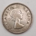 1954 South Africa 2½ Shillings  Silver.500- Elizabeth II 1st portrait