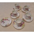 1950`s Royal Standard Garden Glory Demitasse 5 Cups ,6 Saucers (1 Cup chipped and 1 hairline Crack)