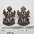 2 WW2 South Africa Railway and Harbour Brigade Cap Badges 50x33mm