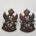 2 WW2 South Africa Railway and Harbour Brigade Cap Badges 50x33mm