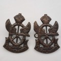 2 WW2 South Africa Railway and Harbour Brigade Cap Badges 50x33mm