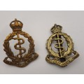 1 WW2 South African Medical Corps and 1 WW1 Royal Army Medical Corps Cap Badges