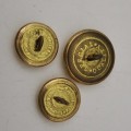 3 Vintage Her Majesty`s  Customs Officers Buttons 22mm and 29mm
