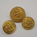 3 Vintage Her Majesty`s  Customs Officers Buttons 22mm and 29mm