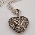 Pre-owned Marcasite Heart Sterling .925 Silver Pendant with Sterling Silver Chain