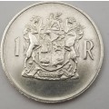 1969 South Africa  SILVER 1 Rand, English Legend in Plastic sleeve