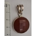 Pre-owned Vintage Sterling 925 Sterling Silver  pendant - Could be Carnelian Gemstone?