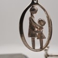 Vintage Sterling Silver Mother and Daughter Pendant 43x26mm