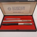 2 Parker Fountain pens in Parker Case -INK Tested
