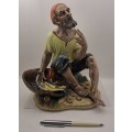 Large Vintage Sandizell Hoffner & Co. Figurine `Fisherman with Basket of Fish` made in W.Germany