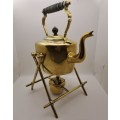 Vintage Victorian Solid Brass Kettle on Stand with Oil Burner