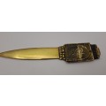 Vintage Nordia Brass and Bronze Letter opener -Israel -with Hidden Compartment Pullout Photos