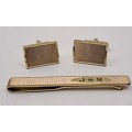 Vintage 1950`s   Plated Cufflink Pair and JSM ROLED Gold Tie Clip
