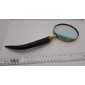 Antique Rustic Horn Handle and Brass Magnifying Glass