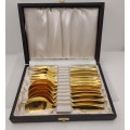 12 Pc Vintage Solingen Gold Plated Tea Spoon and Cake Fork set made in Germany-Boxed
