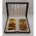 12 Pc Vintage Solingen Gold Plated Tea Spoon and Cake Fork set made in Germany-Boxed