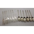 12 Pc Vintage Silver Plated Apostel Tea spoon and Cake Fork Set-Boxed-Sheffield England