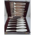 12 Pc Vintage Silver Plated  Fish Cutlery set -Boxed -(one fork different pattern)