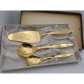 3pc Vintage Solingin Gold Plated Cake server,Spoons set- From Eastern JHB Caledonian Society 1972