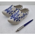 a Pair on Vintage Blue & White Shoes made in Amsterdam Holland 16cm x 6,5cm.