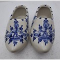 a Pair on Vintage Blue & White Shoes made in Amsterdam Holland 16cm x 6,5cm.