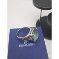 Pre-Owned Light Turquoise Swarovski Crystal Ladies Dress ring - Boxed.