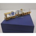 Miniature Swarovski Crystal and Gold Metal Locomotive with carriage