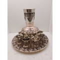 Silver Plated Kiddush Wine Fountain with 8 Cups