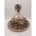 Silver Plated Kiddush Wine Fountain with 8 Cups