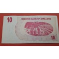 2006 Zimbabwe 10 Dollars Bearer Cheque Banknote