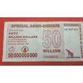 2008 -   Zimbabwe 50 000 000 000 Dollars Special Agro-Cheque (50 Billion)