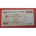 2007 -   Zimbabwe 200 000 Dollars Bearer Cheque