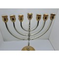 Vintage 24kt Gold Plated Original Karshi Jewish Menora 7 Branch Candle holder-Handmade in Jerusalem.