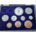 1952 South Africa Proof Coin set 9 Coins in Case(Please Note 2½ Shillings and ¼ Penny are not Proof)