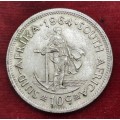 1964 South Africa SILVER .500  10 Cents 1st decimal series