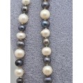 Long Vintage Genuine Pearl Necklace 160cm (1,6 Meter)  -White Pearls are 7-9mm dark Pearls 6-8mm