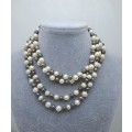 Long Vintage Genuine Pearl Necklace 160cm (1,6 Meter)  -White Pearls are 7-9mm dark Pearls 6-8mm