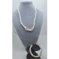 Vintage 3 Strand Genuine Pearl Necklace with Matching Bracelet