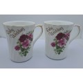 2 Vintage Argyle Bone China RUBY WEDDING - Cups Made in England