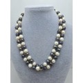 Vintage Genuine Pearl Necklace White and Black South Sea Pearls. 1,34 meter in Length.