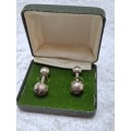a Pair of Vintage Sterling SILVER (tested) Globe -Barbell Cufflinks by Tiffany & Co -boxed